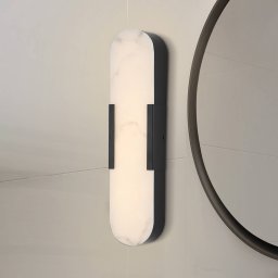 Searchlight LED bathroom wall lamp Opaline, height 50 cm, black, metal/resin