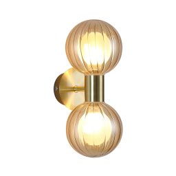 Searchlight Lumisphere bathroom wall lamp, cream/brass, height 28 cm, 2-bulb