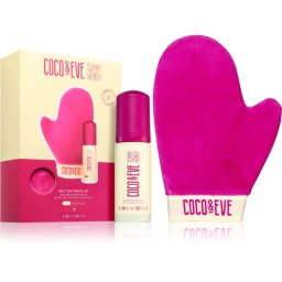 Coco & Eve Sunny Honey Ultimate Glow Travel Kit Self Tanning Foam with an Applicator Mitt travel pack Medium 60 ml