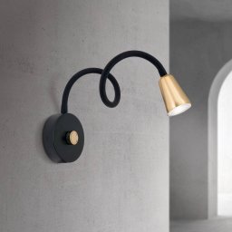 ORION Dotty wall light, brass-coloured, flexible arm, dimmer, GU10