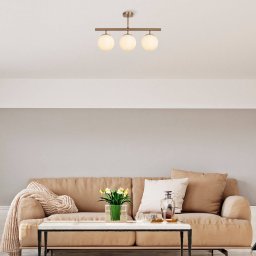 Opviq Atmaca ceiling light, 3-bulb, antique gold, glass, 60 cm