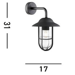 Searchlight Toronto outdoor wall light, black IP44, steel, glass, E27