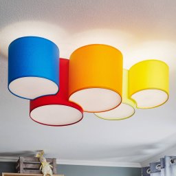 TK Lighting Mona ceiling light, 5-bulb, multicoloured