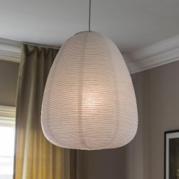 PR Home pendant light Maki, white, paper, Ø 43 cm, E27