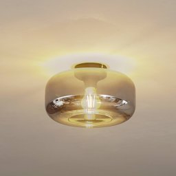 Lindby Hildur ceiling light, Ø 28.5 cm, smoky grey, glass