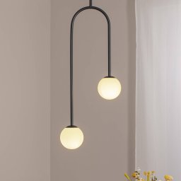 ALDEX Nave pendant light, black, metal, glass, 2-bulb