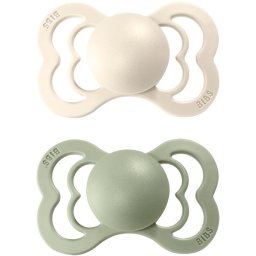 BIBS Supreme Natural Rubber Size 2: 6+ months dummy Ivory / Sage 2 pc