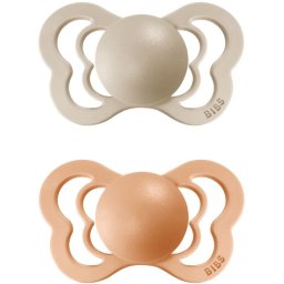 BIBS Couture Natural Rubber Size 2: 6+ months dummy Vanilla / Peach 2 pc