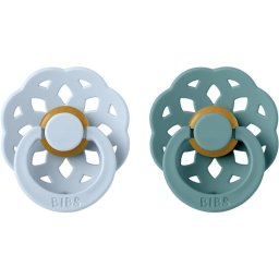 BIBS Boheme Natural Rubber Size 1: 0+ months dummy Baby Blue / Island Sea 2 pc