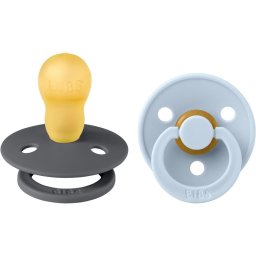 BIBS Colour Natural Rubber Size 3: 18+ months dummy Iron / Baby Blue 2 pc