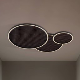 Lucande LED ceiling light Orven, black/wood, 80 cm, dimmable