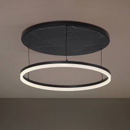 Lucande Orven LED ceiling lamp, black/marble, Ø 50 cm, dimmable.