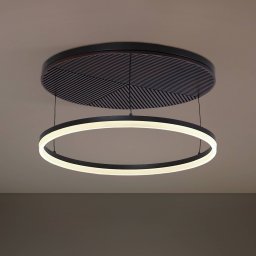 Lucande Orven LED ceiling lamp, black/wood, Ø50cm, dimmable