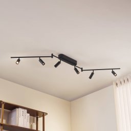 Lindby Eldrin LED ceiling light, 6-bulb, spotlights, black