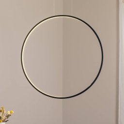 Milagro Lighting LED pendant light Saturno vertical, black, Ø 80 cm, metal