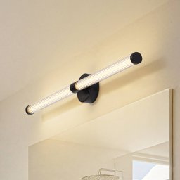 Lucande Melisa LED wall light, black, 90 cm, CCT, IP44