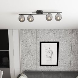 EMIBIG LIGHTING Kairo ceiling light, black/smoke grey, metal, 4-bulb.