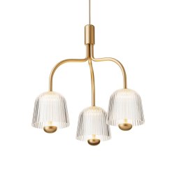 Nuura Aps Nuura LED hanging light Asteea 3, Ø 40 cm, brass-coloured/clear