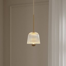 Nuura Aps Nuura LED hanging light Asteea 1, Ø 12 cm, brass-coloured/clear