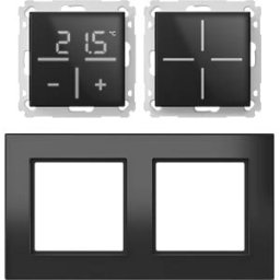 HOMEMATIC IP HMIP WGSWGTGF2-A - Set 1x glass push-button + thermostat + frame, 2-gang, black