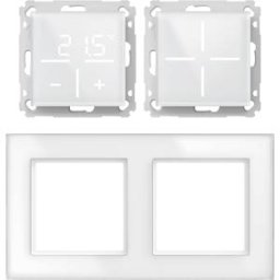 HOMEMATIC IP HMIP WGS-WGT-GF2 - Set 1x glass push-button + thermostat + frame, 2-gang