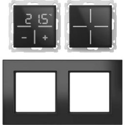 HOMEMATIC IP HMIP WGSWGTCGF2A - Set 1x glass push-button + thermostat CO2 + frame, 2-gang, black