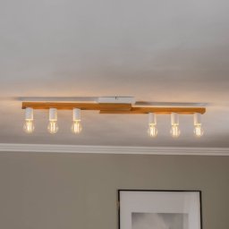 Envostar Laurent ceiling light, wood/white, 6-bulb