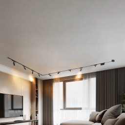 Lindby Track lighting system 48V Lumaro, spots, 9-bulb, black, 13.1 cm, dimmable