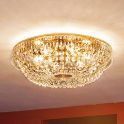 ORION Sherata Crystal Ceiling Light Round Gold 55 cm