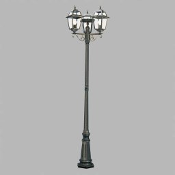 Searchlight New Orleans lamp post, black-gold, three-bulb