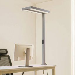 Arcchio Logan LED office clip-on light, silver, dimmable, sensor