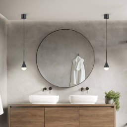 Helestra LED pendant light DUC, black, IP44, Ø 7 cm