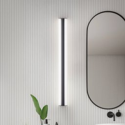 Helestra LED mirror lamp LOOM, length 90 cm, black, IP44