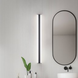 Helestra LED mirror lamp LOOM, length 120 cm, black, IP44