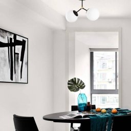 Opviq Damar ceiling light, black, glass, 2-bulb, length 44 cm