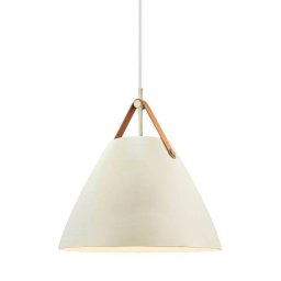 DFTP by Nordlux Strap pendant light, sand-coloured, Ø 36 cm, metal/leather