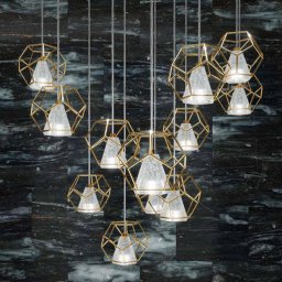 Marchetti Incanto pendant light, 24 ct gold, 5-bulb