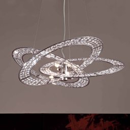 Marchetti Crystal pendant light Trilogy 6-bulb transp.