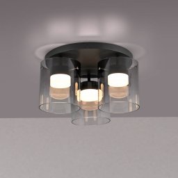 JUST LIGHT. GmbH JUST LIGHT. Elio smoked glass LED ceiling lamp, 3-bulb, black