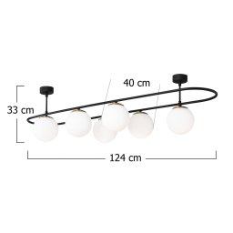 Opviq Ceiling light Abaküs 4911, black, opal glass, 6-bulb