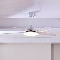 Lucande LED ceiling fan Divian, white, DC, quiet, CCT