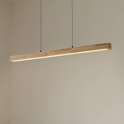 Lucande Emara LED pendant light, light wood, oak, CCT