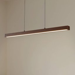 Lucande Emara LED pendant light, dark wood, oak, CCT