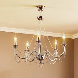 Domiluce Retro chandelier, five-light, 75 cm, chrome