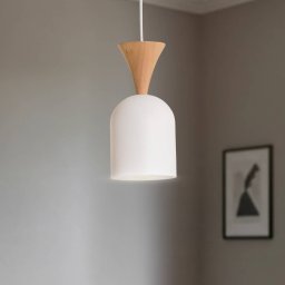 Lamkur Nolan hanging light, Ø 11 cm, white/oak, metal/wood