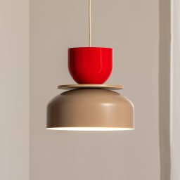 ALDEX Uto pendant light, beige/red, Ø 30 cm, metal