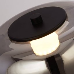 Searchlight Frisbee LED table lamp, glass lampshade