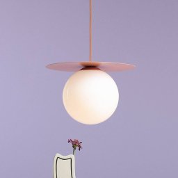 ALDEX Loop Coral L hanging light, coral red, opal glass ball, metal