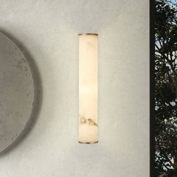 Searchlight LED bathroom wall lamp Wales, gold/marbled, 35 cm steel/resin