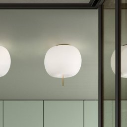 kdln Kushi ceiling lamp, brass-coloured/white, Ø 33 cm, glass